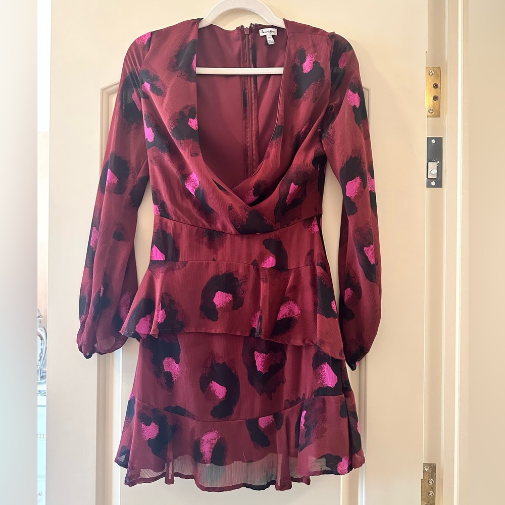 love, Fire Burgundy and Fuchsia Long Sleeve Dress